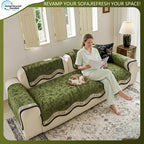 OHSIO Irregular-Shaped Teal Chenille Non-Slip Pet Sofa Cover