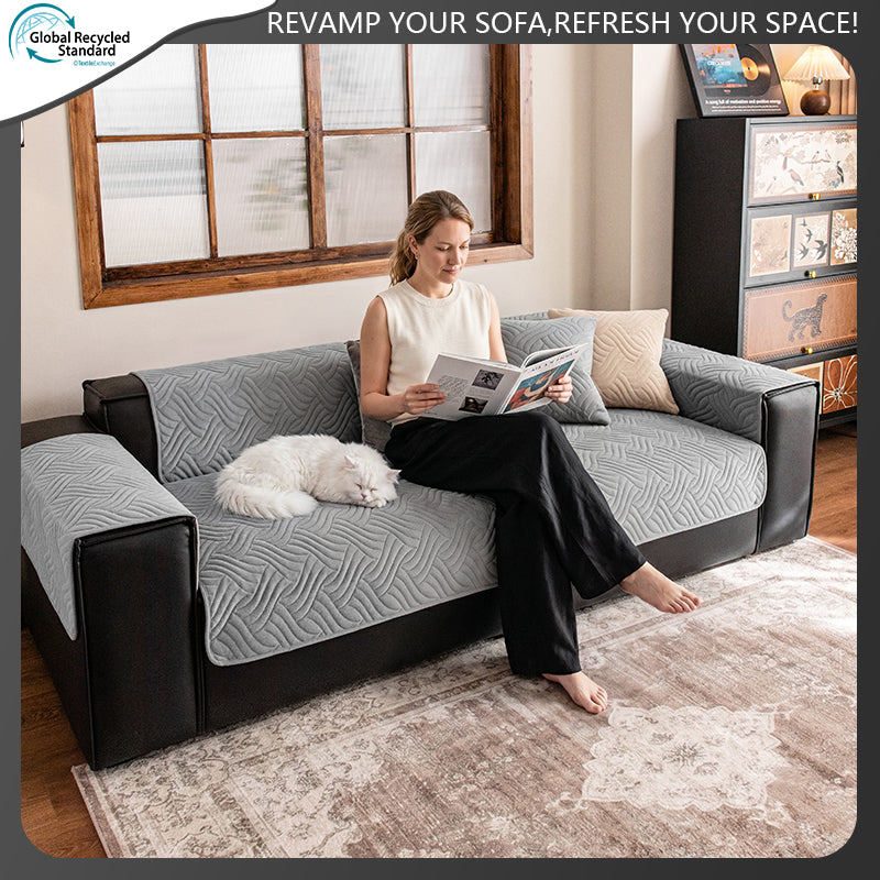 OHSIO Wave Quilted Recycled Fleece Sofa Cover - sofa fit and coverage
