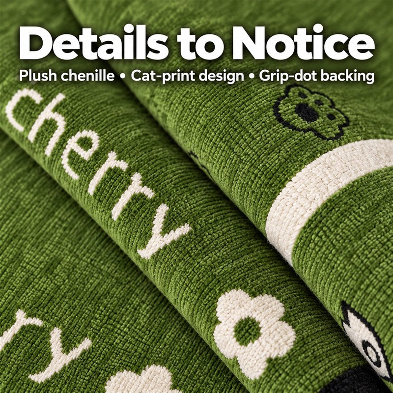 OHSIO Chenille Cat Print Sofa Cover – Non-Slip Couch Protector