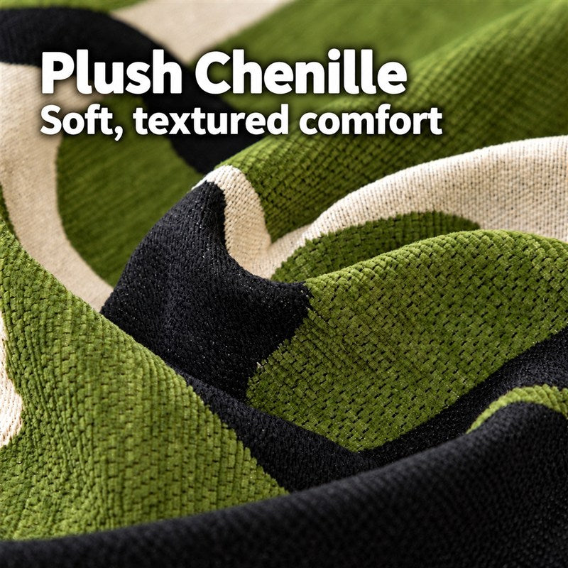 OHSIO Chenille Cat Print Sofa Cover – Non-Slip Couch Protector