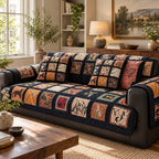 OHSIO Vintage Patchwork Quilted Sofa Cover – Non-Slip Sectional Couch Throw