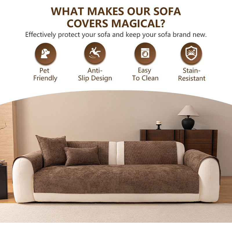 OHSIO 230GSM Chenille Non-Slip Pet Sofa Cover - pet-friendly furniture protection