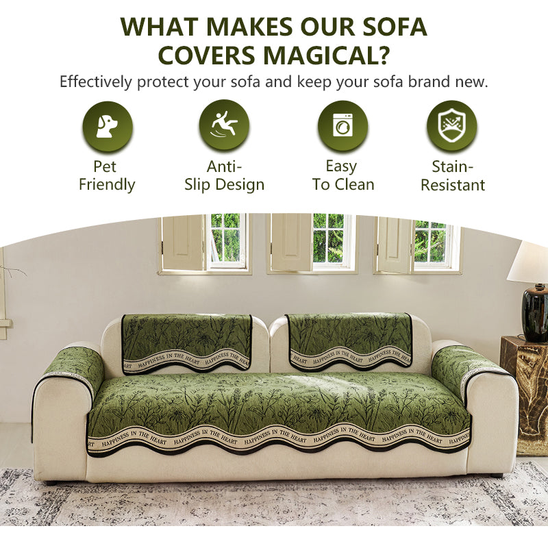 OHSIO 380GSM Teal Chenille Non-Slip Sofa Cover - pet-friendly furniture protection