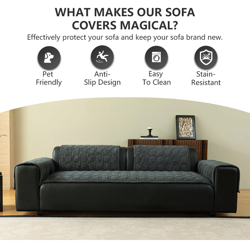OHSIO Corduroy Plaid Non-Slip Pet Sofa Cover - pet-friendly furniture protection