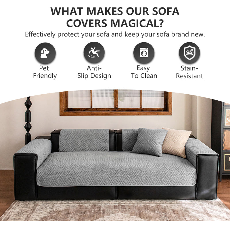 OHSIO Wave Quilted Recycled Fleece Sofa Cover - pet-friendly furniture protection