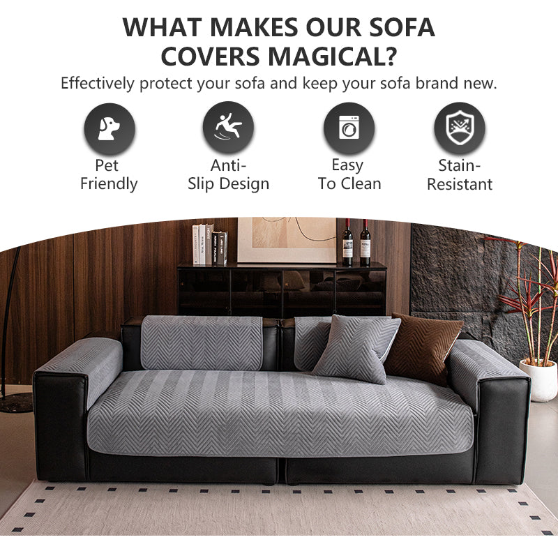 OHSIO Herringbone Recycled Fleece Sofa Cover - sofa fit and coverage