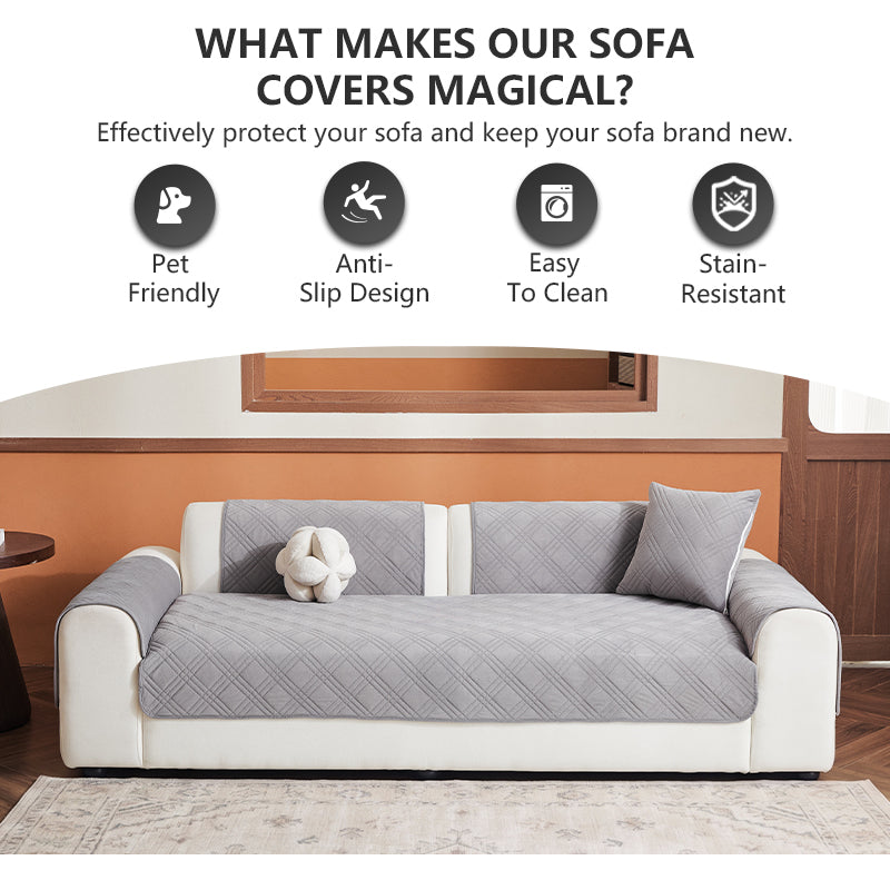 OHSIO Square Quilted Recycled Fleece Sofa Cover - pet-friendly furniture protection
