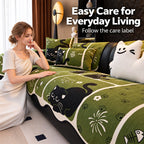 OHSIO Chenille Cat Print Sofa Cover – Non-Slip Couch Protector
