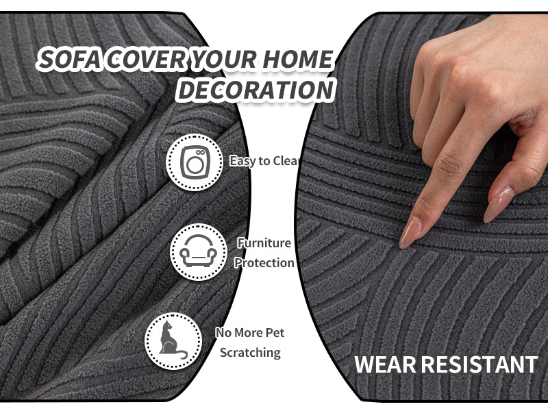 OHSIO Couch Cushion Covers for Sectional and L Shaped Sofa, Stretch Soft Sofa Covers Washable Wear Resistant Slipcovers Furniture Protector Pet-Friendly