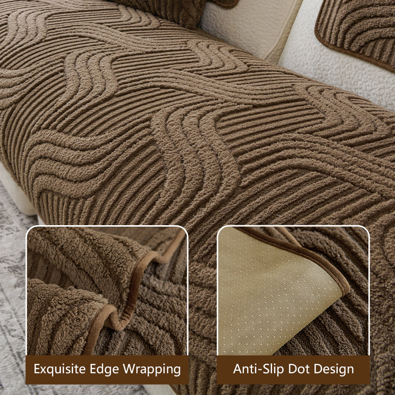 OHSIO 250GSM Jacquard Fleece Non-Slip Sofa Cover - pet-friendly furniture protection