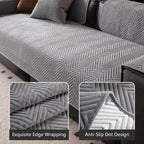 OHSI0 Ultrasonic Herringbone Non-Slip Stain-Resistant Recycled Fleece Sofa Cushion
