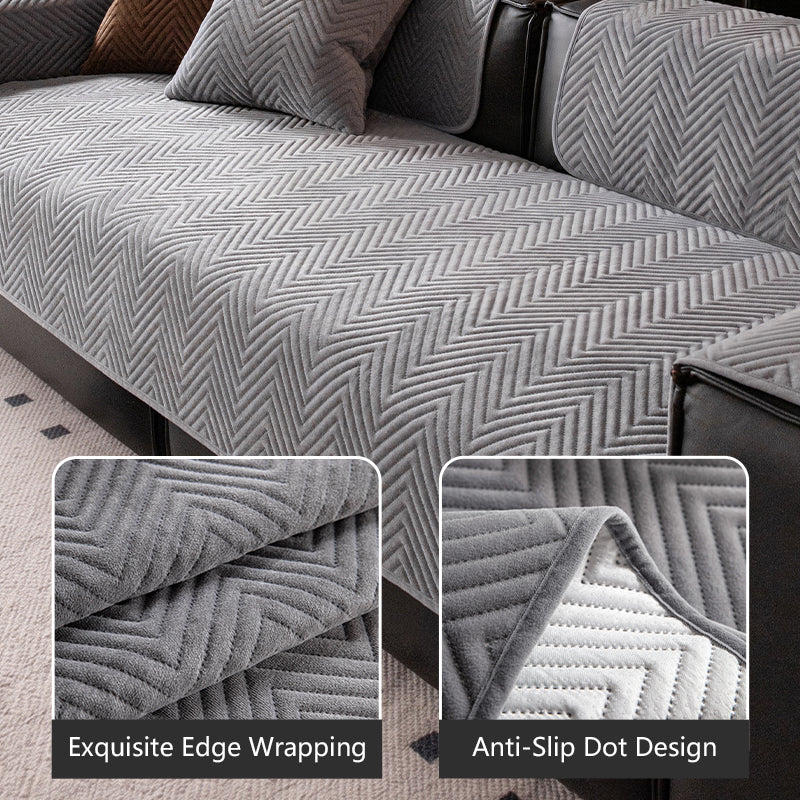 OHSIO Herringbone Recycled Fleece Sofa Cover - easy installation