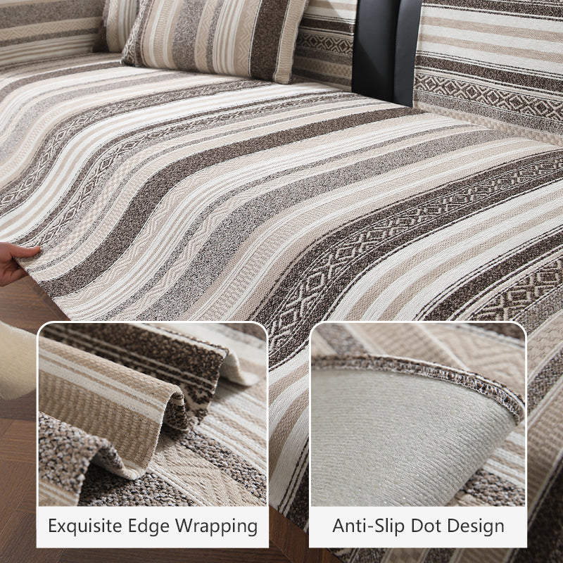 OHSIO 320GSM Wood-Grain Chenille Sofa Cover - pet-friendly furniture protection