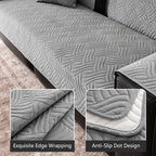 OHSIO Ultrasonic Wave Pattern Anti-Slip Stain Resistant Recycled Fleece Sofa Pad