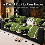OHSIO Chenille Cat Print Sofa Cover – Non-Slip Couch Protector