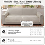OHSIO Quilted Cotton-Linen Sofa Seat & Armrest Covers with Pockets
