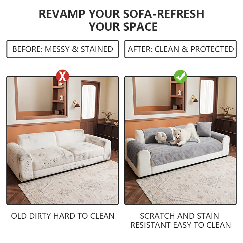 OHSIO Square Quilted Recycled Fleece Sofa Cover - size and measurement guide