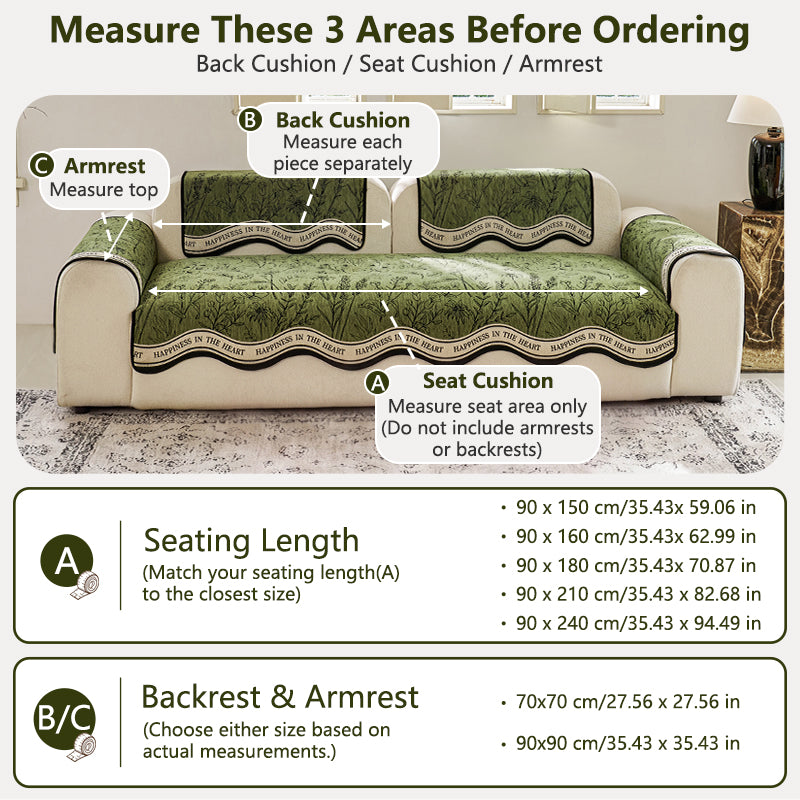 OHSIO 380GSM Teal Chenille Non-Slip Sofa Cover - cushion cover lifestyle view