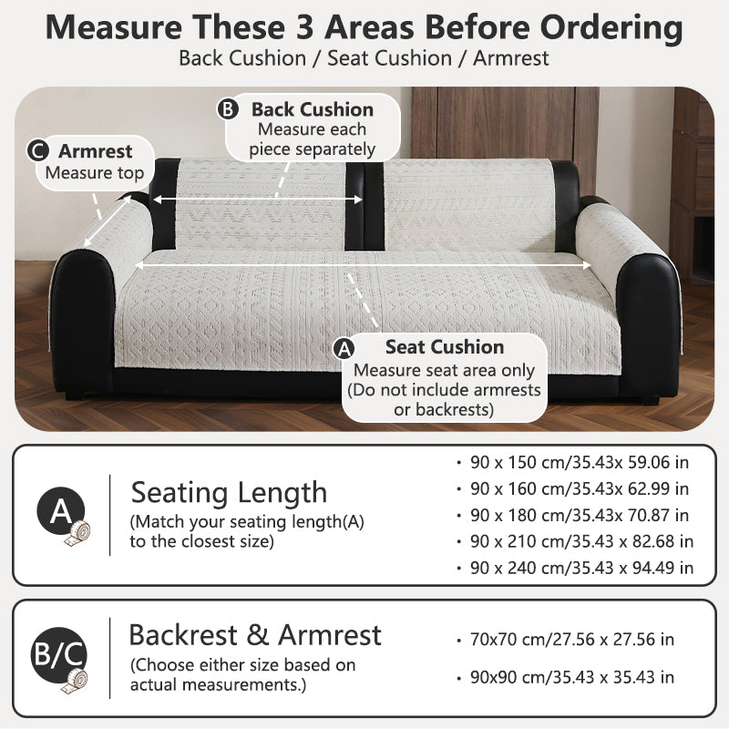 OHSIO 300GSM Geometric Chenille Non-Slip Sofa Cover - machine-washable care