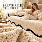 Breathable chenille fabric detail for a sofa cover