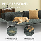 OHSIO Corduroy Plaid High-Density Non-Slip Pet Sofa Cover