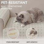 OHSIO Quilted Cotton-Linen Sofa Seat & Armrest Covers with Pockets