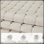 OHSIO Quilted Cotton-Linen Sofa Seat & Armrest Covers with Pockets