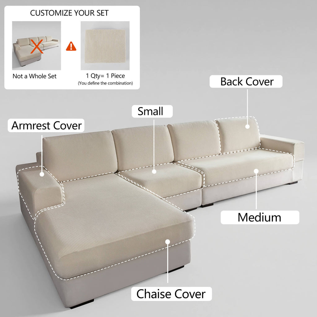 OHSIO Stretch Sectional Couch Cushion Covers