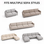 OHSIO Quilted Cotton-Linen Sofa Seat & Armrest Covers with Pockets