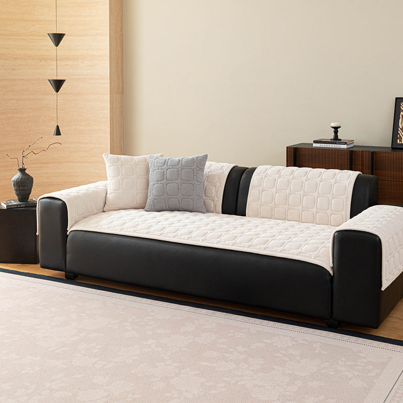 OHSIO Corduroy Plaid Non-Slip Pet Sofa Cover - Ivory White, 27.56 x 27.56 in sofa cover