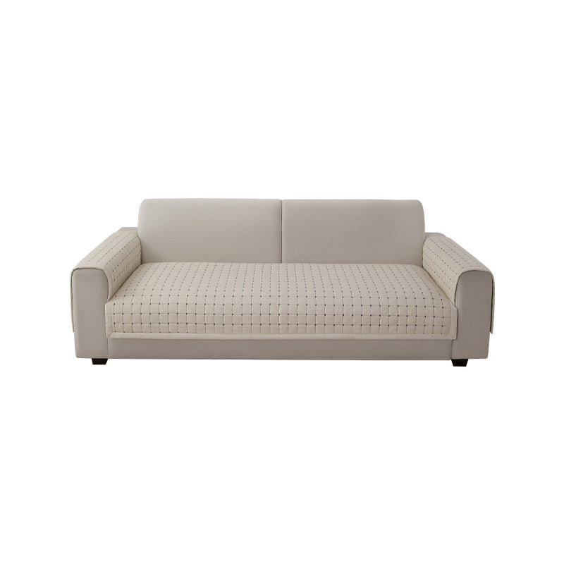 OHSIO Quilted Cotton-Linen Sofa Seat & Armrest Covers with Pockets