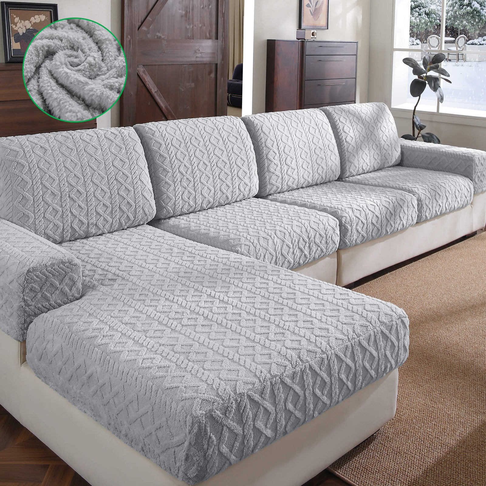 OHSIO Thick Polar Fleece Couch Cushion Covers by OHSIO