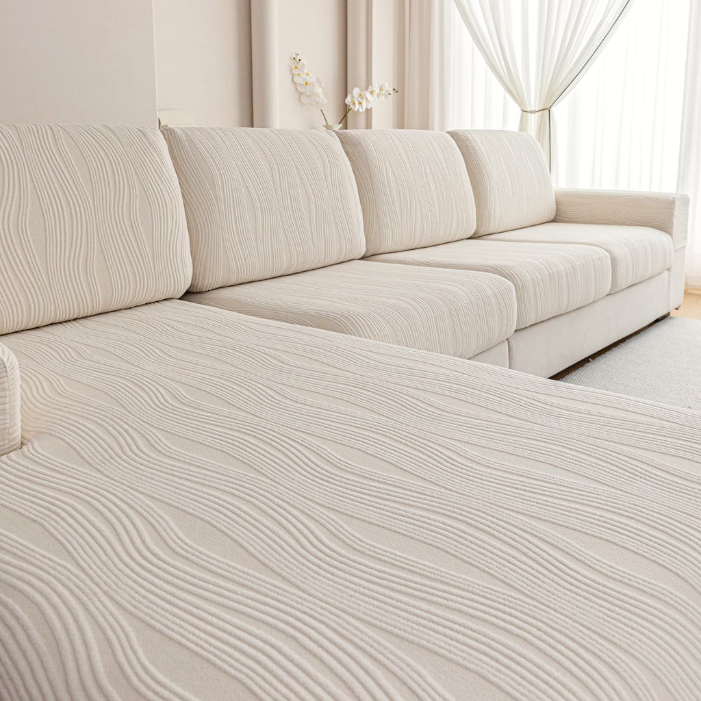 导OHSIO Couch Cushion Covers, Super Stretch Washable Sofa Slipcovers for L Shaped & Modular Seats, Pet-Friendly Furniture Protector with Stripe Design