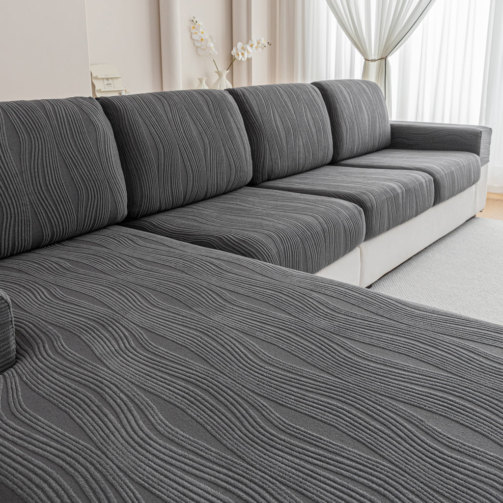 导OHSIO Couch Cushion Covers, Super Stretch Washable Sofa Slipcovers for L Shaped & Modular Seats, Pet-Friendly Furniture Protector with Stripe Design