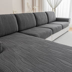 导OHSIO Couch Cushion Covers, Super Stretch Washable Sofa Slipcovers for L Shaped & Modular Seats, Pet-Friendly Furniture Protector with Stripe Design