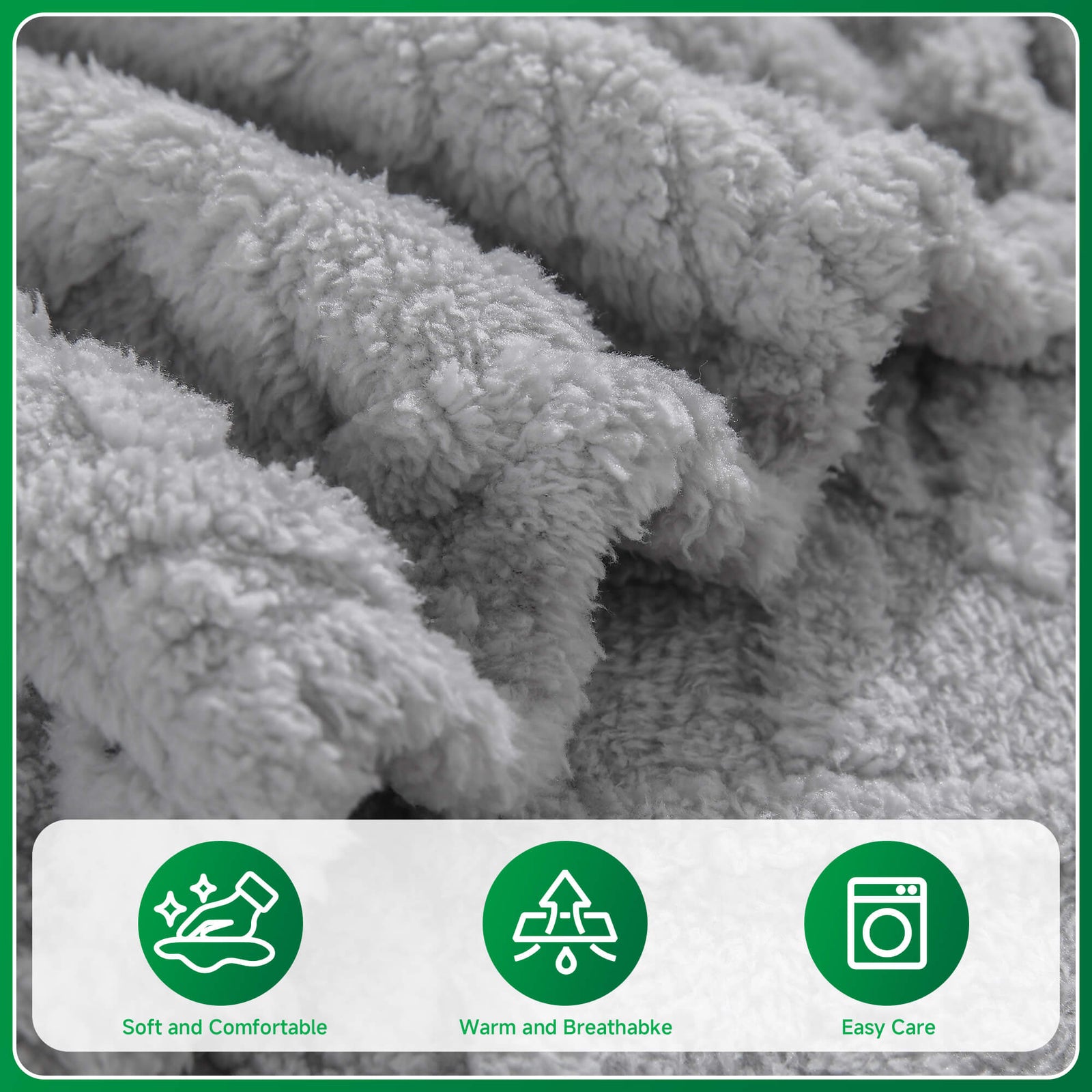 OHSIO Thick Polar Fleece Couch Cushion Covers - stretch fabric and texture detail