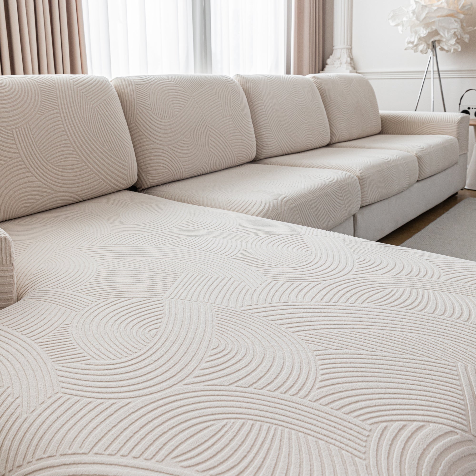 OHSIO Couch Cushion Covers for Sectional and L Shaped Sofa, Stretch Soft Sofa Covers Washable Wear Resistant Slipcovers Furniture Protector Pet-Friendly