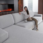 OHSIO Stretch Polar Fleece Sectional Cushion Covers - stretch fabric and texture detail
