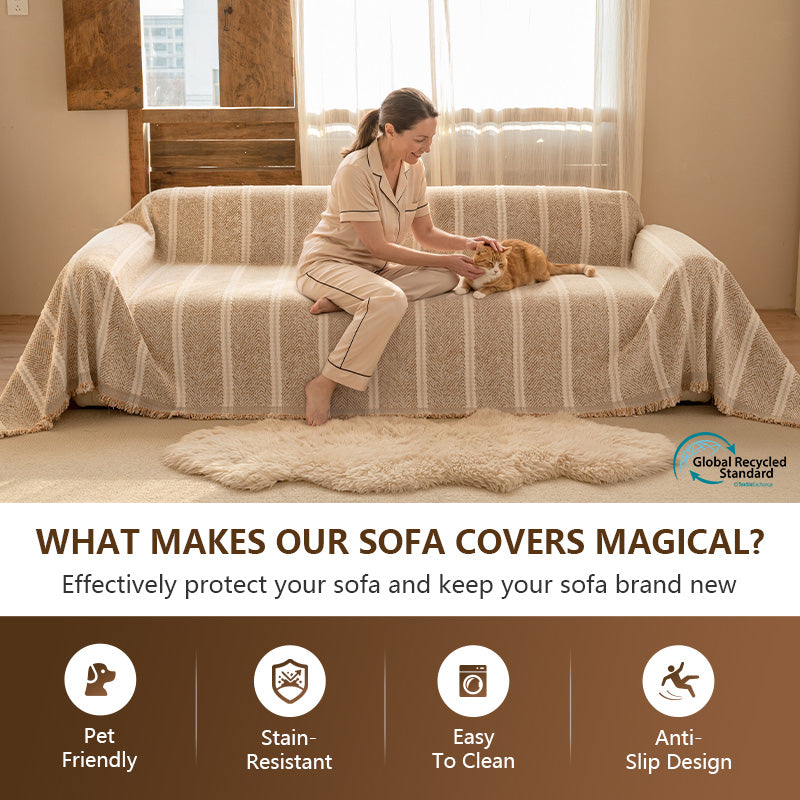 OHSIO Geometric Sofa Throw Cover – Washable Pet-Friendly Couch Protector
