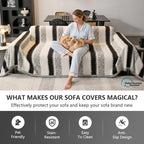 OHSIO Striped Sofa Throw Cover – Washable Pet Couch Protector