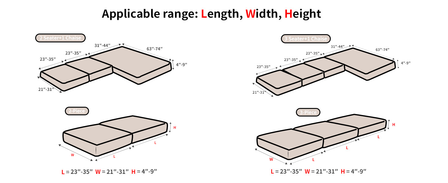 OHSIO Couch Cushion Covers for Sectional and L Shaped Sofa, Stretch Soft Sofa Covers Washable Wear Resistant Slipcovers Furniture Protector Pet-Friendly