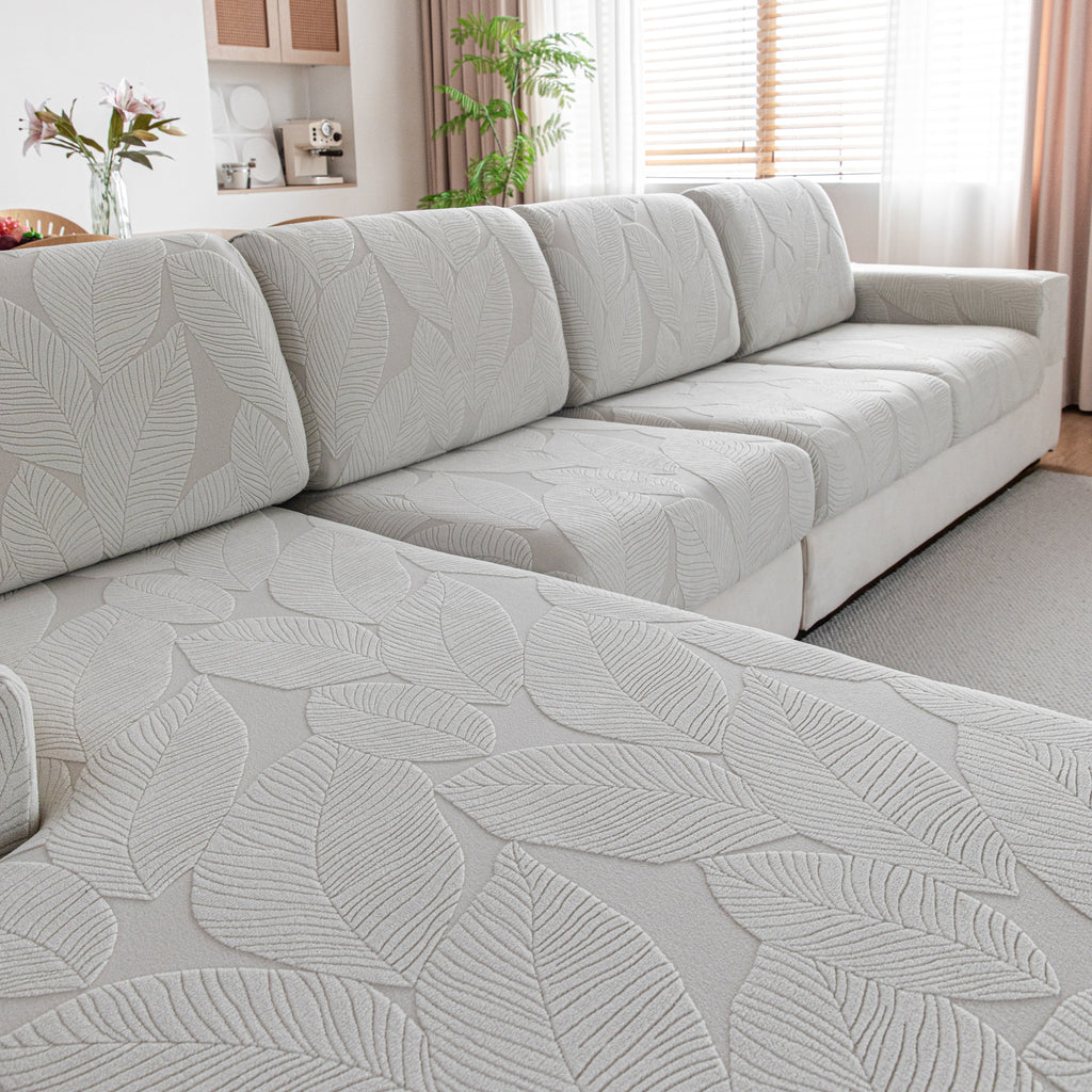 OHSIO Couch Covers for Sectional Sofa, Washable Stretch Soft Sofa Cushion Covers L Shape Sofa Slipcovers Anti Slip Furniture Decor Protector for Pets