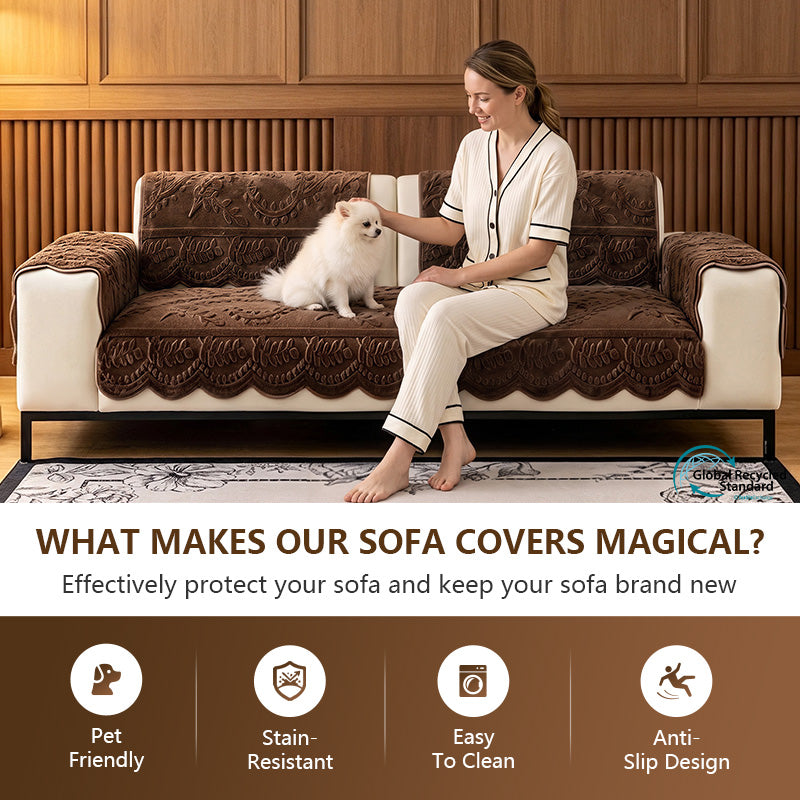 OHSIO Embossed Chenille Sofa Cover – Non-Slip Couch Protector