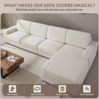 OHSIO Stripe Stretch Sectional Sofa Cushion Cover - pet-friendly furniture protection