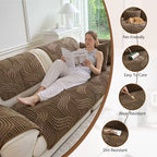 OHSIO Soft Plush Jacquard Fox-Tail Style Non-Slip Pet Sofa Cover
