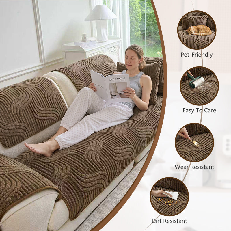 OHSIO 250GSM Jacquard Fleece Non-Slip Sofa Cover - cushion cover lifestyle view