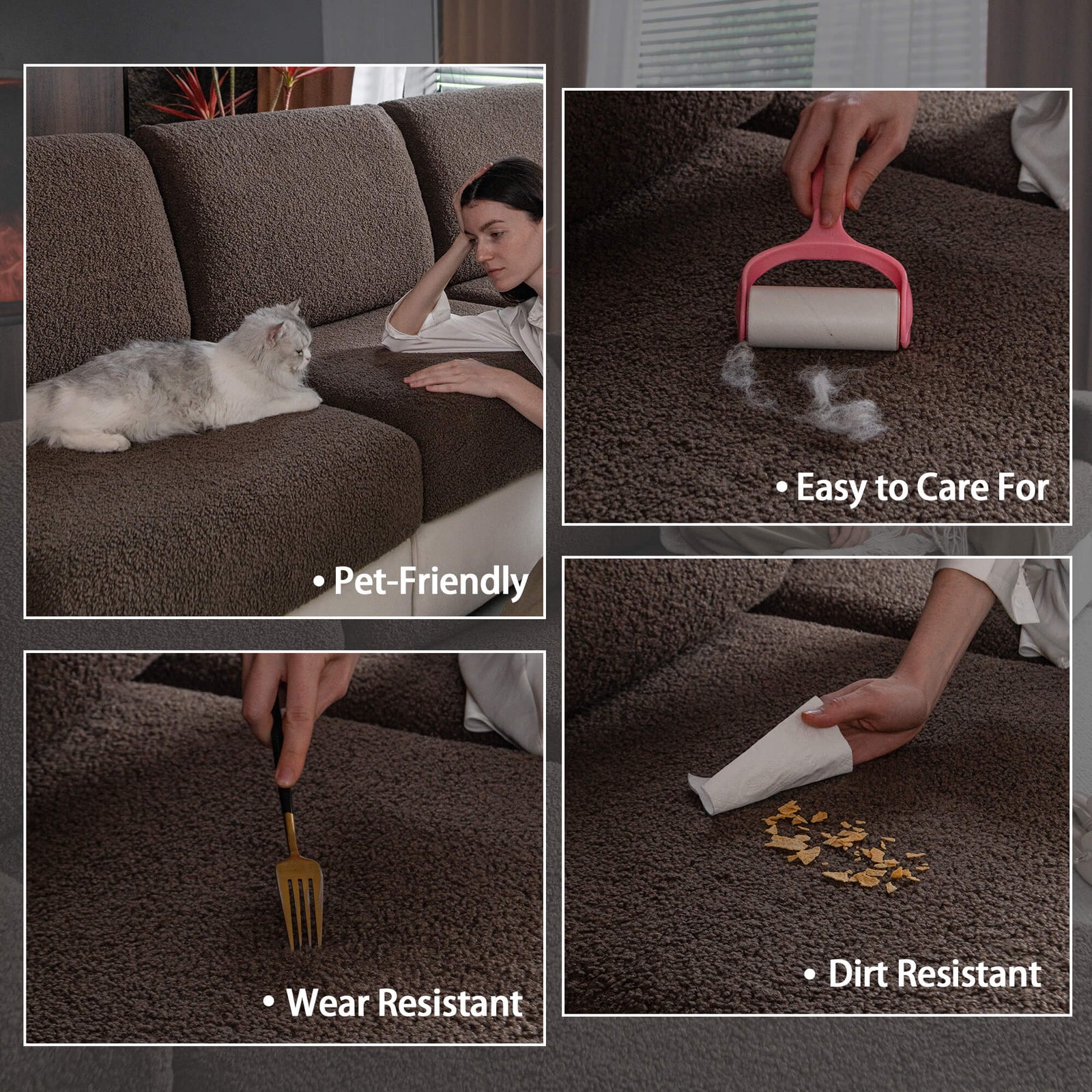 OHSIO Stretch Polar Fleece Sectional Cushion Covers - pet-friendly furniture protection