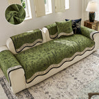 OHSIO Irregular-Shaped Teal Chenille Non-Slip Pet Sofa Cover