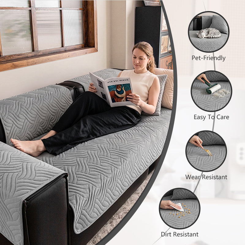 OHSIO Wave Quilted Recycled Fleece Sofa Cover - easy installation