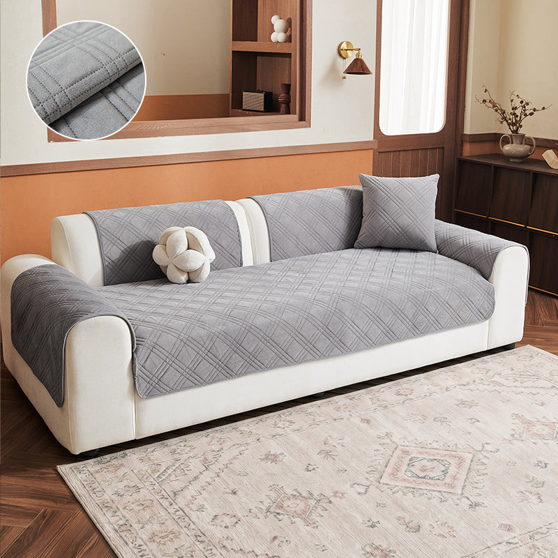 OHSIO Square Quilted Recycled Fleece Sofa Cover - Light Gray, 27.56 x 27.56 in sofa cover